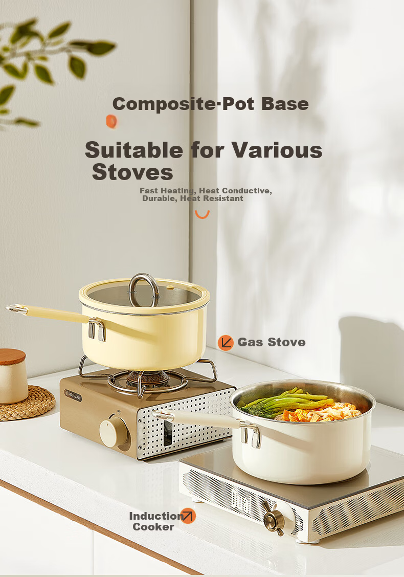 Kims Cook Non-Coated 316L Stainless Steel Ceramic Baby Food Pot Milk Warmer Soup Pot 20cm Yellow with Steamer Basket 11