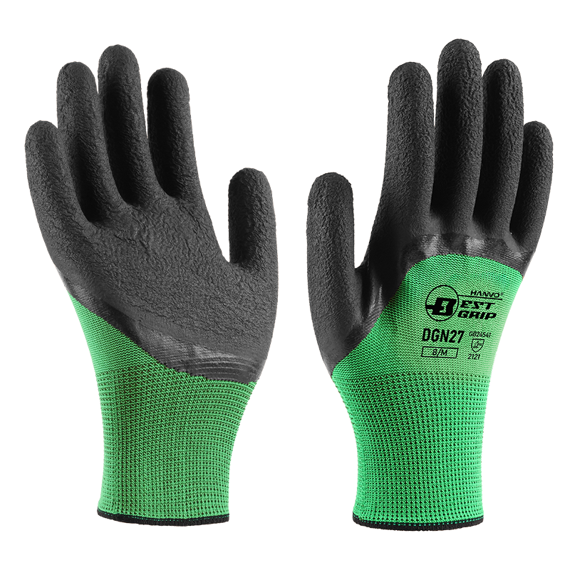 Henghui Rubber-Coated Work Gloves, Non-Slip Wear-Resistant Breathable Latex, Rubber Leather Construction Site Work Handling Maintenance Protective Gloves DGN27