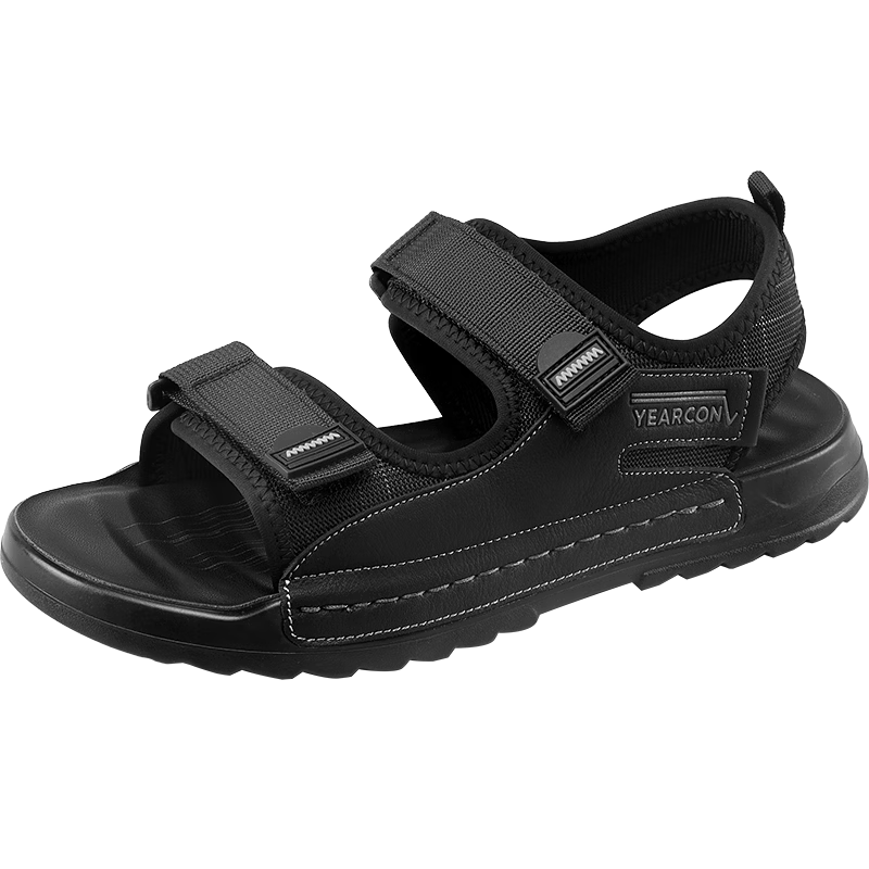 Eierkang Men's Summer Outdoor Trendy Beach Shoes Soft Sole Driving Sports Sandals 57548W Black Size 40