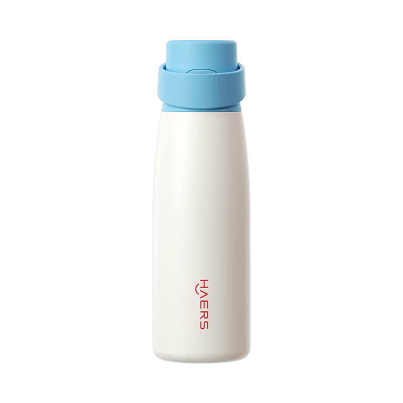 HAERS Kids Insulated Straw Water Bottle Lemon Yellow 480ml for Girls and Boys Kindergarten Students