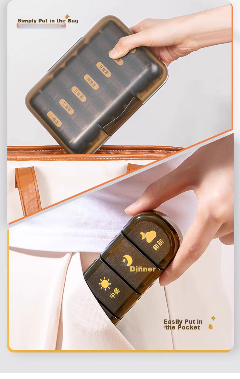 Zhifan Japanese Portable Weekly Pill Organizer 7-Day Medicine Dispenser with Medication Reminder Small Pill Box 16