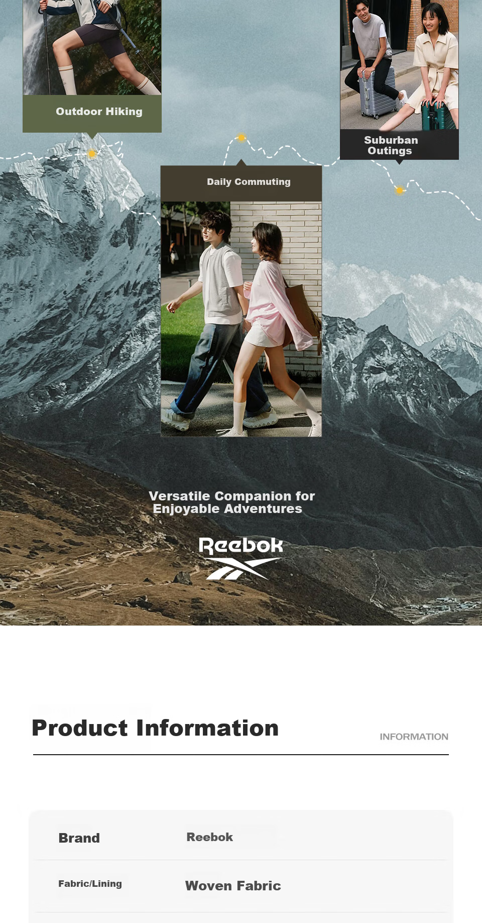 Reebok Outdoor Sports Backpack for Men 2026 New Large Capacity Travel Hiking Bag Light Sand Brown 3