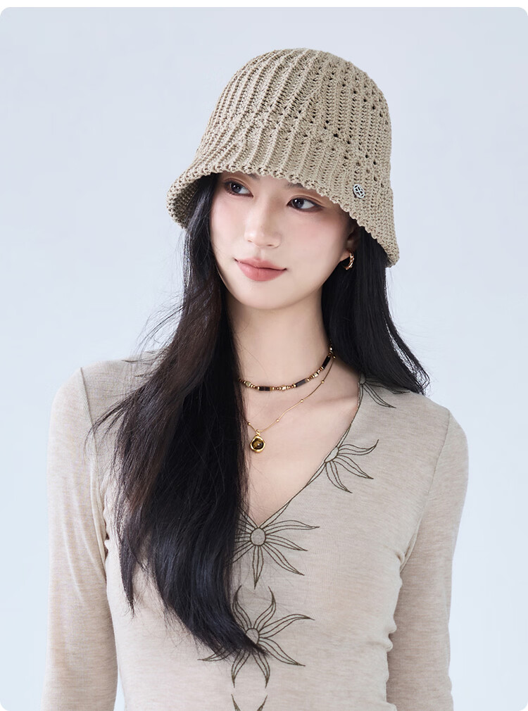 JIUMU Women's Sun Protection Hat Summer Outdoor Face Covering Cotton Bucket Hat Beach Vacation Cap 11