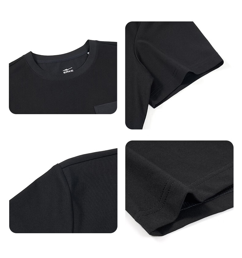 Erke Men's Crew Neck Short Sleeve Knit Shirt Summer Outdoor Antibacterial Sports T-Shirt Breathable Casual Base Layer Top 18