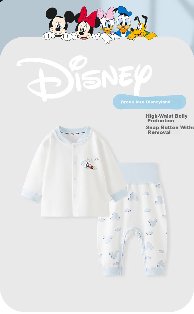 Disney Kids Cotton Pajamas Baby Autumn Long Johns Boys Girls Homewear Set Infant Clothing Spring Autumn 1