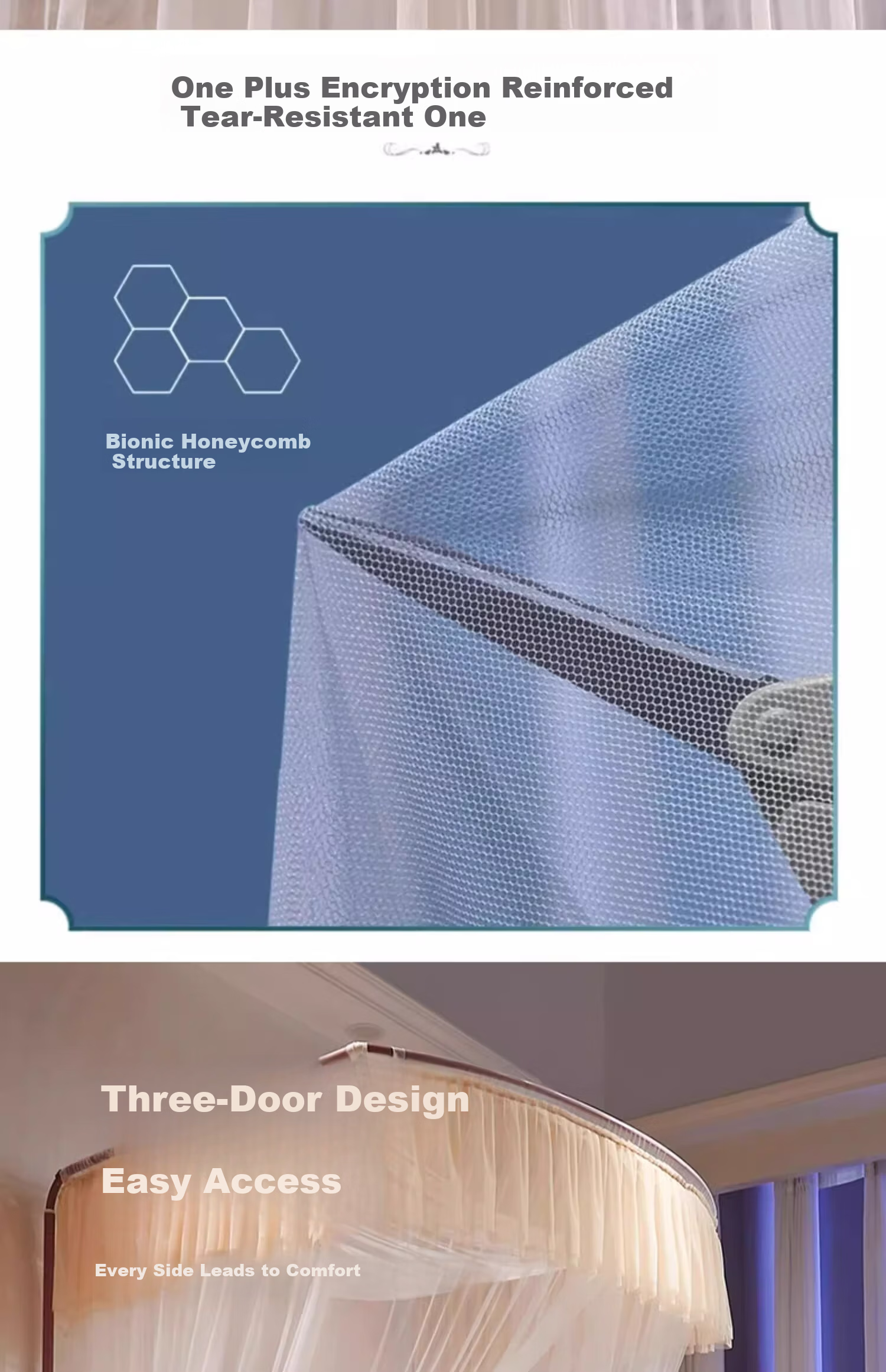 MUJI Home U-Shaped Large Space Rail Mosquito Net Three-Door 1.8x2m Bed Fuyao Jade [Encrypted Mesh] 11