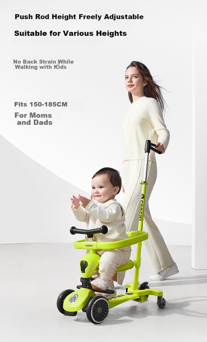 CoolQi 6-in-1 Scooter Baby Ride-on Car Children's Glider Stroller Magic 1-6 Years Universal Wheel CoolQi 18