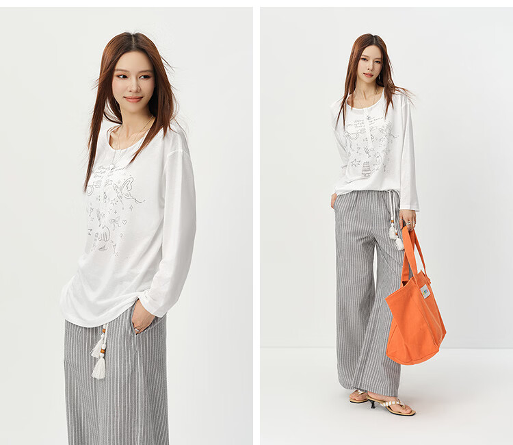 Semir Women's Long Sleeve T-Shirt Summer Mid-Length Oversize Printed Sweet Girl Style Pullover 109326101003 2026 3