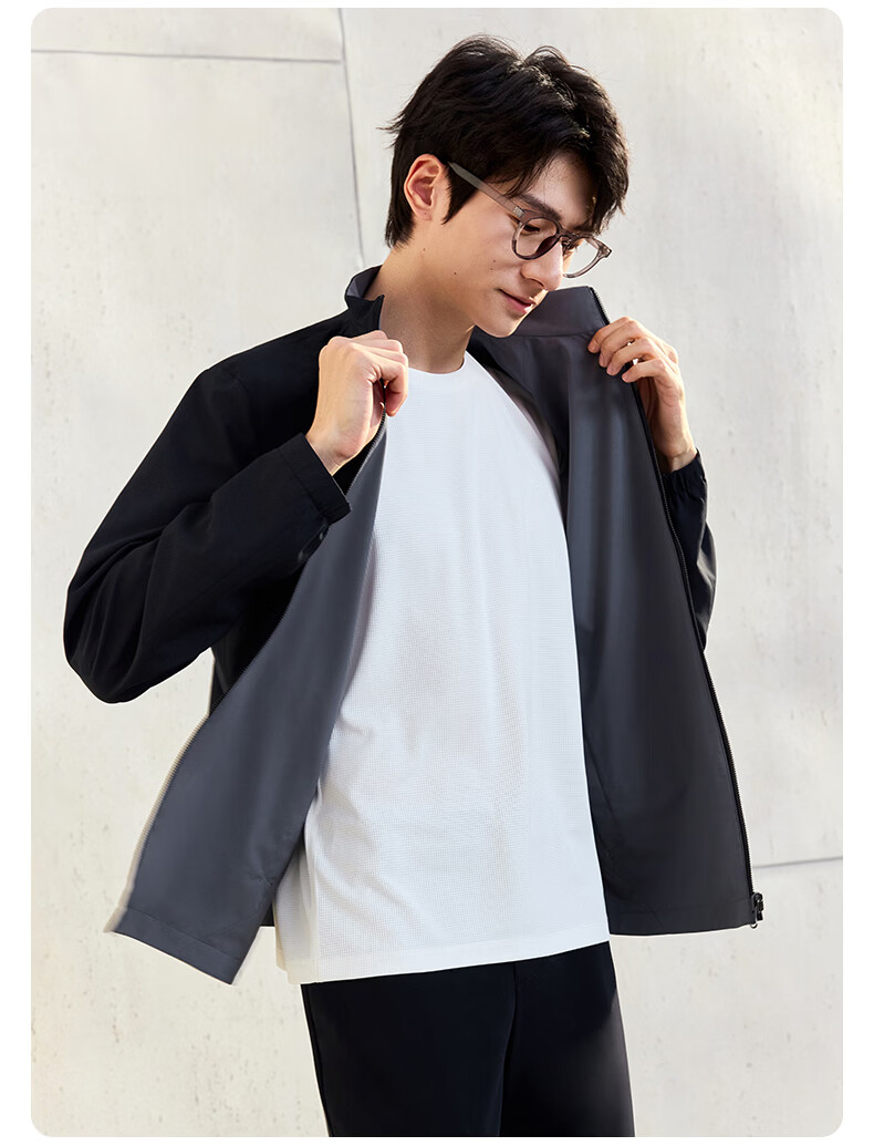 Goldlion [Reversible] 26 Spring Summer Men's Jacket Stand Collar Cloud-Feel Comfortable Commuter Casual Coat Dark Gray 2XL 14