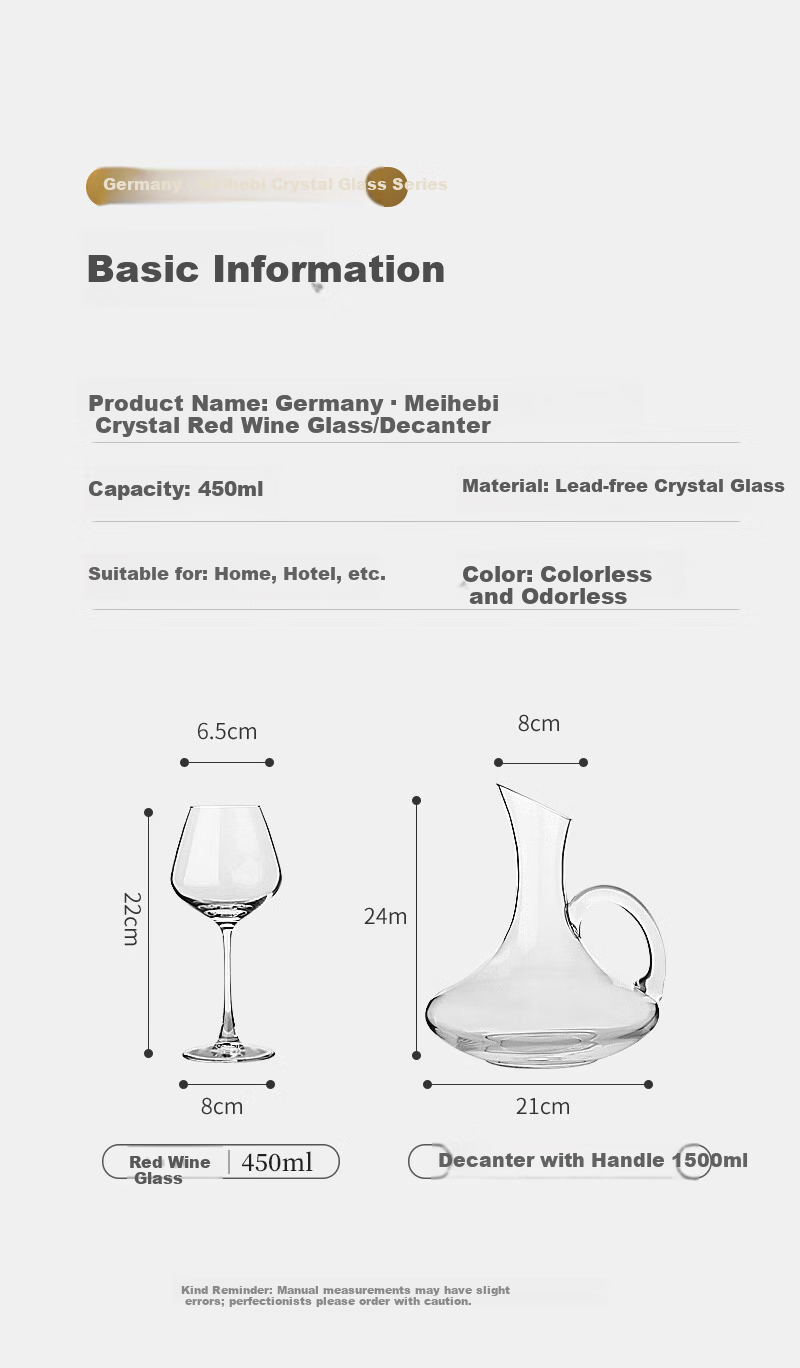 Myhobby Luxury High-End Home Crystal Wine Glass Set with Decanter for Hotel and Restaurant Use 16