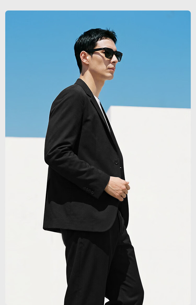 JD Jingzao Sunscreen Summer Men's Suit Jacket Business Wrinkle-Free High-End Ultra-Thin Casual Black 2.0L 16