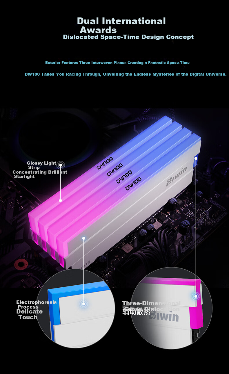 BIWIN 48GB (24GBx2) DDR5 8400MHz Desktop Memory Kit Timewalker DW100 RGB Light Bar (C40) White AI PC Computer Storage Accessory 6