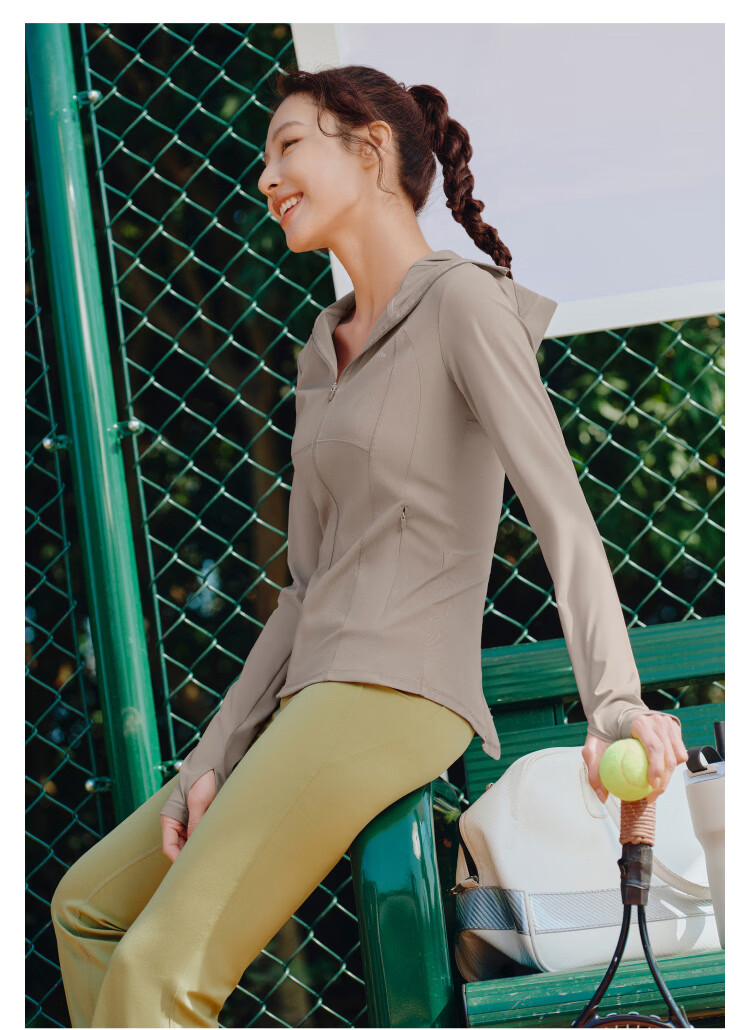Beneunder Cooling Slim Fit Sports Sun Protection Jacket for Women AL90024 Outdoor UV Protection Breathable Quick-Dry Cold Tea Gray S 19