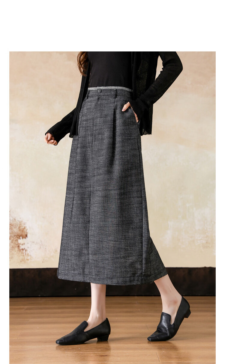 Demana Elegant Heiress Spring Cloud Oxygen Cotton Commuter Straight Small Size Elegant Mid-Length Women's Skirt 14