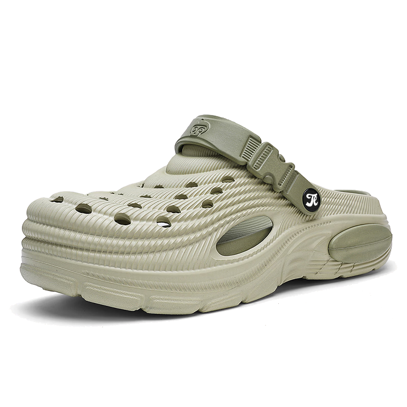 TonLion Men's Summer 2026 Hole Shoes Casual Sandals Outdoor Dual-Purpose Beach Slippers Fashion Green Size 41/42