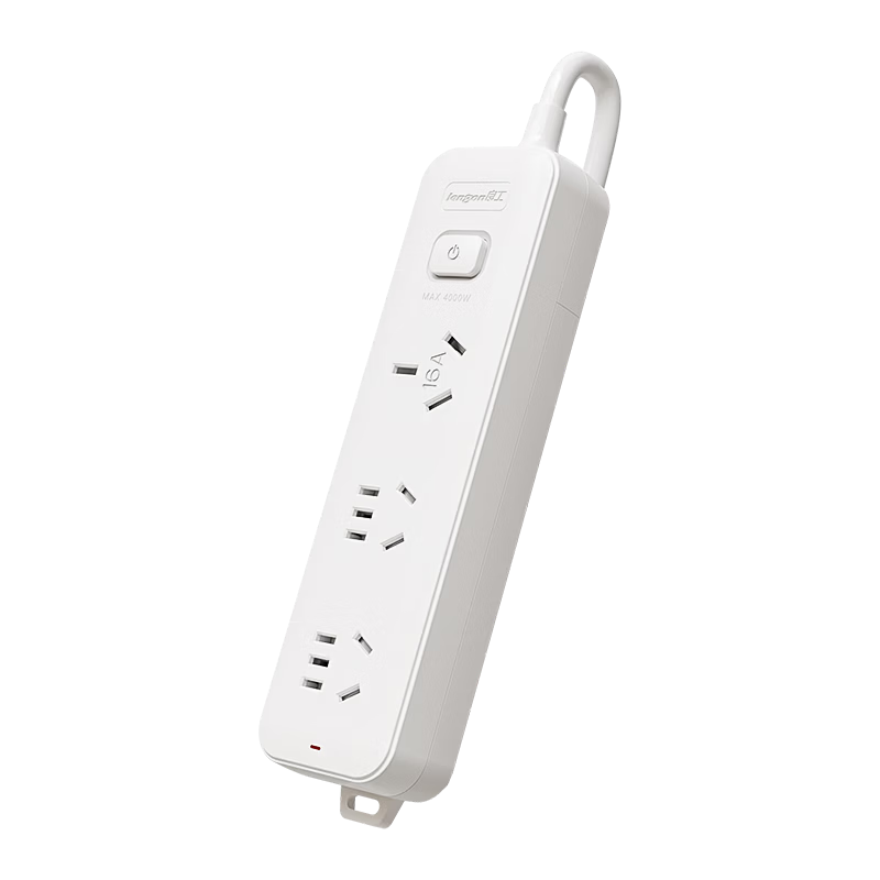 Lengon 16A High-Power Safe Anti-Overheating Power Strip, High-Temperature Flame Retardant, for Air Conditioners And Water Heaters in Dormitories, 4000W, 3 Outlets, 2.8-Meter Long Cord, XD-K103B
