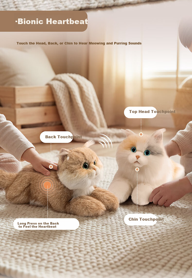 Chongker Plush Realistic Feedback Cat Smart Bionic High-End Electronic Pet Electric Doll Birthday Gift for Kids 8