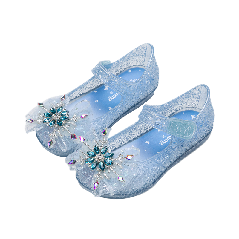Fulomi Girls Summer Sandals New Sweet Stylish Princess Crystal Shoes Children's Non-slip Lightweight Jelly Shoes Light Blue Size 29