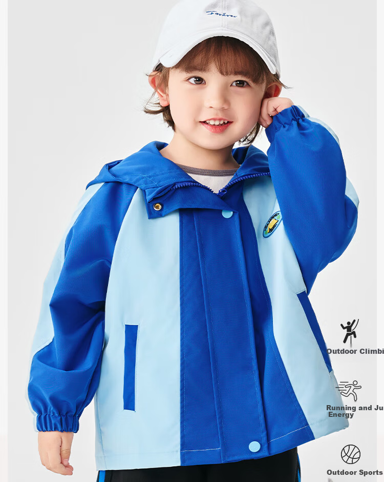Badibadi Spring and Autumn Baby Toddler Hooded Jacket Unisex Outdoor Colorblock Top Mountain Green 120 7