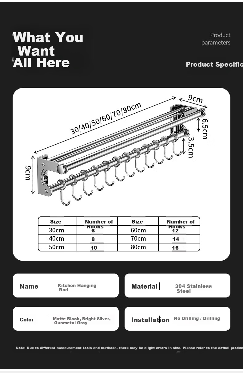 Sijimuge Kitchen Storage Rack 304 Stainless Steel No-Drill Wall-Mounted Multifunctional Household Utensil Organizer Spice Rack Knife Holder 17
