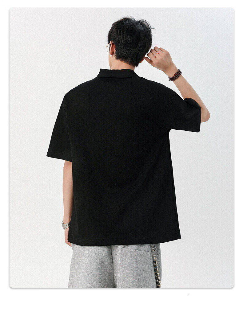 Foss Phil Premium Deconstructed Collar T-Shirt Men Summer Irregular Design Polo Shirt Short Sleeve DT54401 Light Gray XL 11