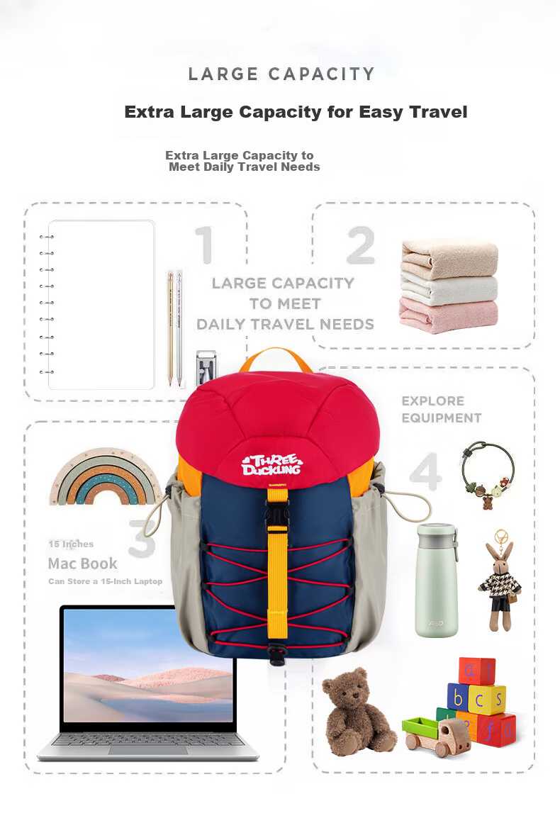 Three Duckling Kids Kindergarten Backpack Lightweight Outdoor Travel School Bag for Boys and Girls Brown 10