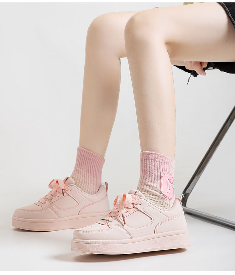 HUANQIU Versatile Casual Sneakers, 2026 New Popular Style White Shoes, Women's Thick-Soled Heightening Ins Campus Sports Shoes 12