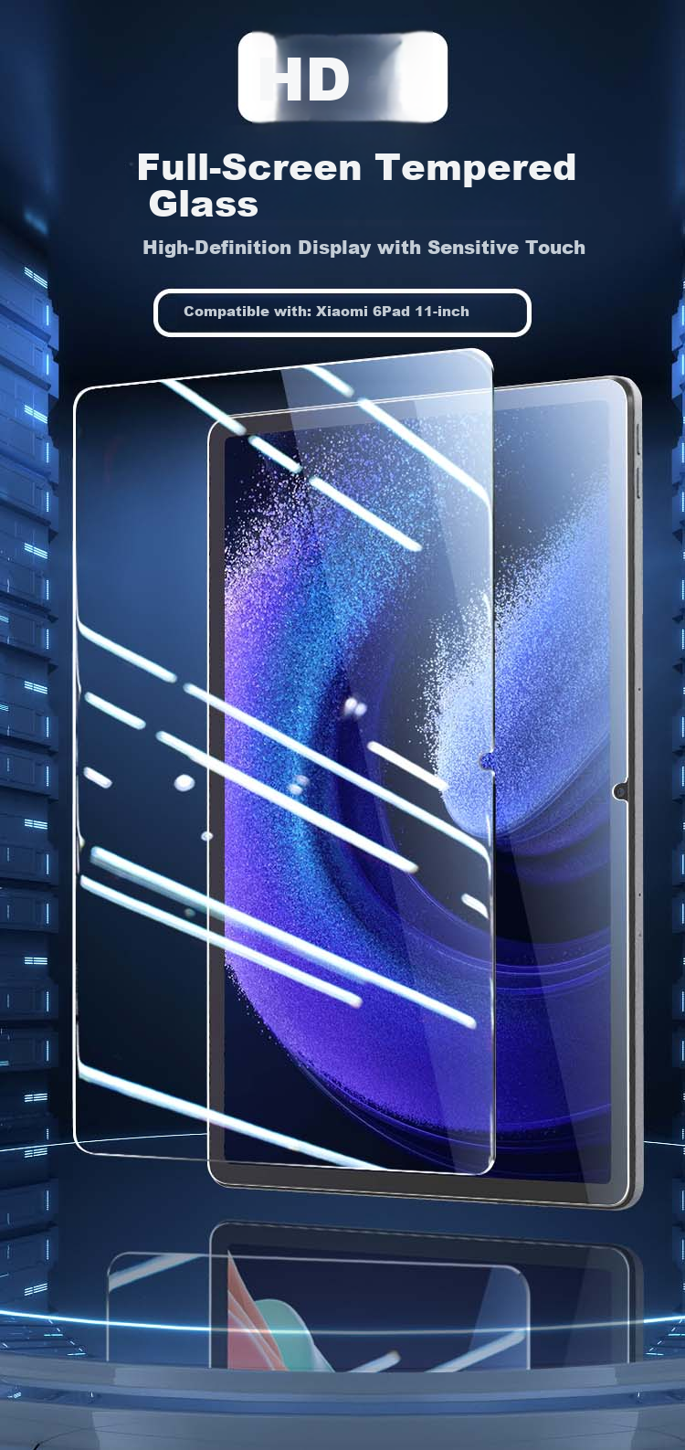 Freeson Tempered Glass Screen Protector for Xiaomi Pad 6 11-inch Tablet, Full Coverage, Anti-Scratch, Anti-Fingerprint, Ultra-Thin, Sensitive Touch Film 1