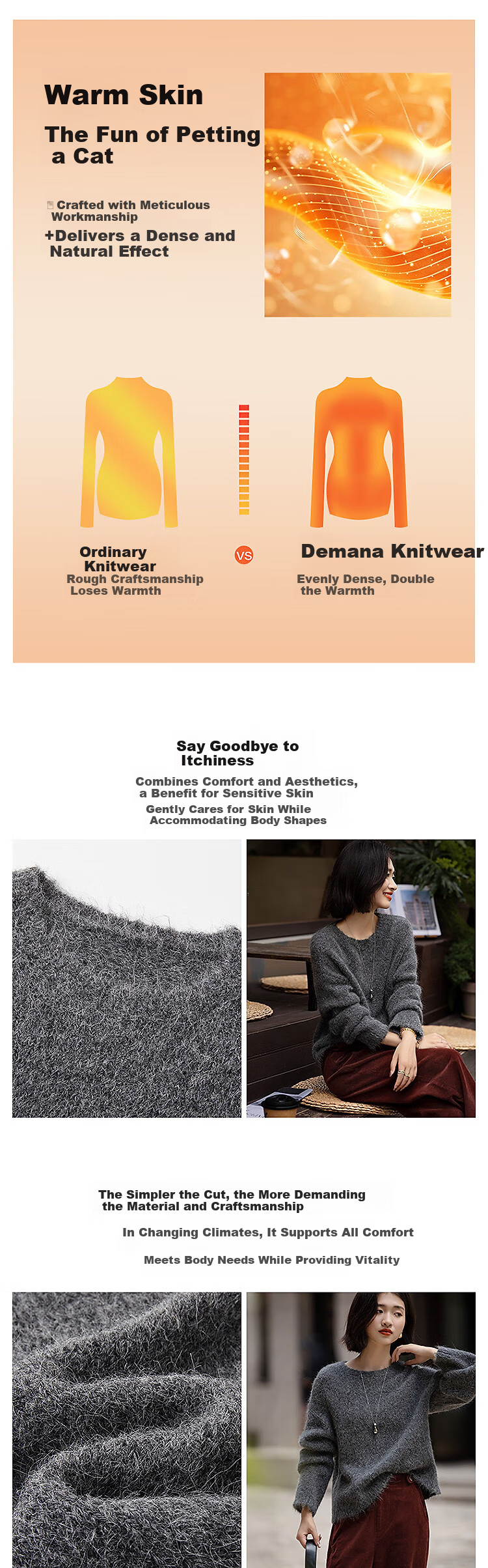 Demana Luxury Alpaca Wool Blend Winter Lazy Style Long Hair Crew Neck Soft Elegant Knit Sweater for Women 4
