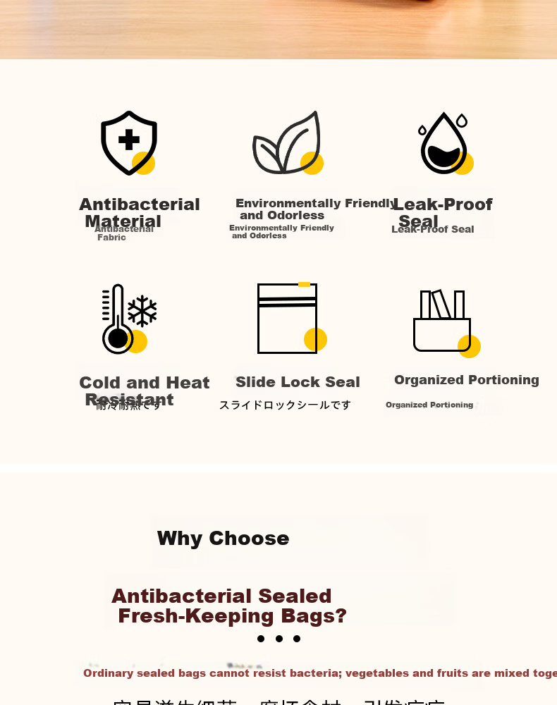 SP SAUCE Antibacterial Fresh-Keeping Sealable Slider Zipper Food Bags Medium + Large Combo 35 Pieces 1