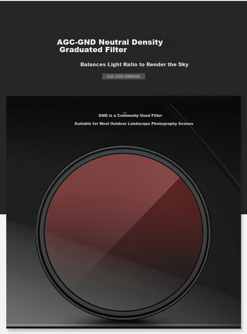 Kase GND0.9 Graduated Neutral Density Filter Gradient Gray Glass Multi-Coated Sunrise Sunset Photography Light Balance AGC Version GND 0.9 (3 Stops Reduction) 82mm 3