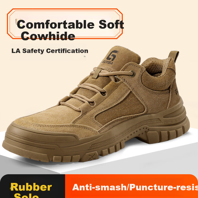 GUYISA Men's Breathable Steel Toe Safety Work Shoes Anti-Smash Anti-Puncture Lightweight Comfortable Durable Construction Site 3115L Size 39