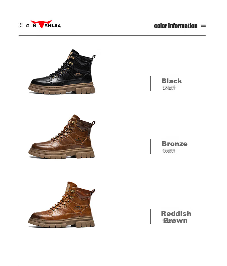 G.N.Shi Jia [Zhang Ruoyun Style] Men's Autumn Winter New Retro British Martin High-top Durable Work Boots 3