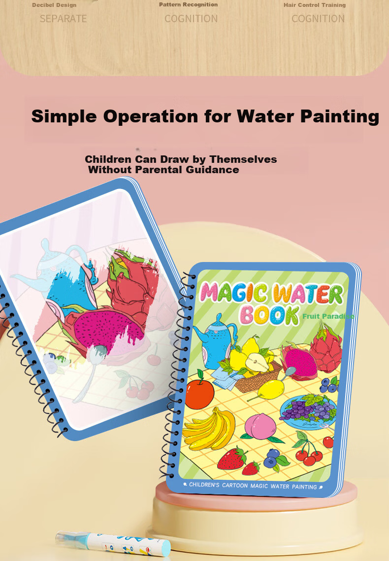Bameika Children's Water Drawing Book Magical Doodle Coloring 0-3 Years Baby Watercolor Painting Set Birthday Gift 3