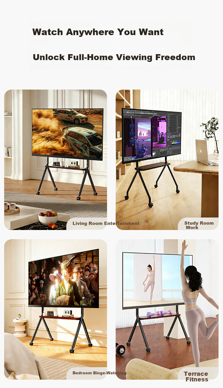 TAZD 50-100 Inch Mobile TV Stand Rolling Cart for PS5 Sony Hisense Huawei Skyworth TCL Changhong Mobile TV Mount 4