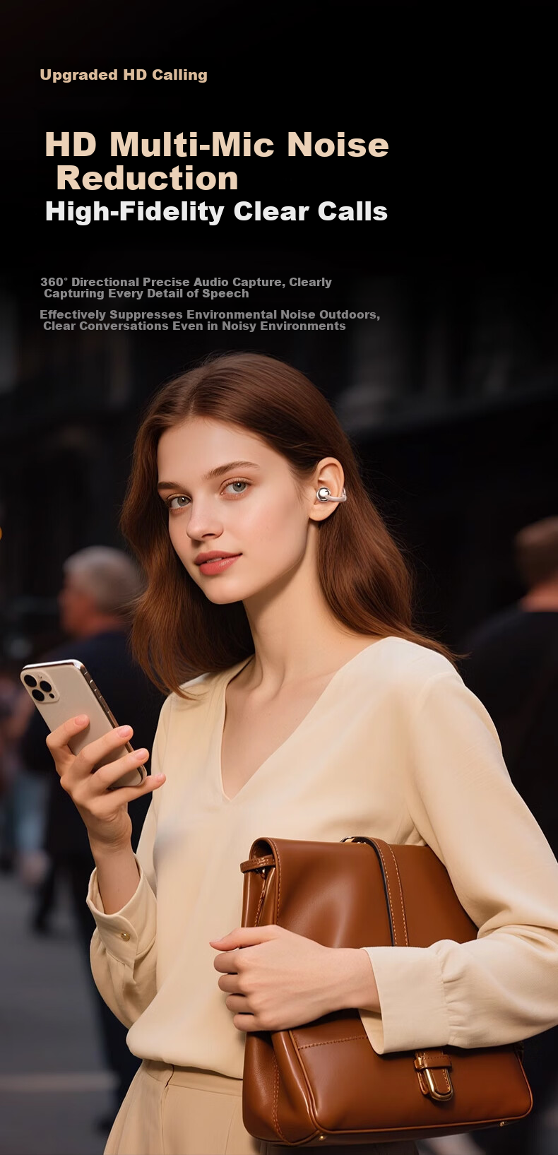 Latuo [2026 Latest Model | Harman Sound] Compatible Apple Bone Conduction Bluetooth Earclip Concept Sports Wireless Open-Ear Sweatproof Long Battery Life 7