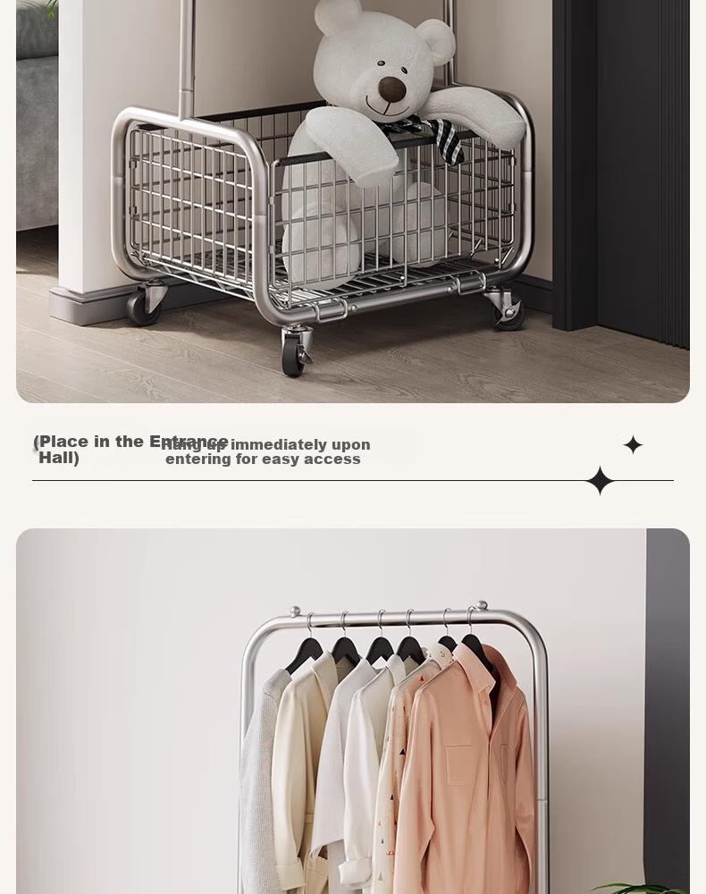 Chibilun Bedroom Floor Coat Rack Home Metal Clothes Hanger Stand Wardrobe Room Storage Overnight Clothes Rack 13