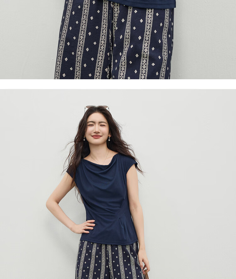 Shangdu Bila Lenzing Tencel Casual T-Shirt for Women Spring Summer Design Off-Shoulder Slimming Pleated Knitwear 17