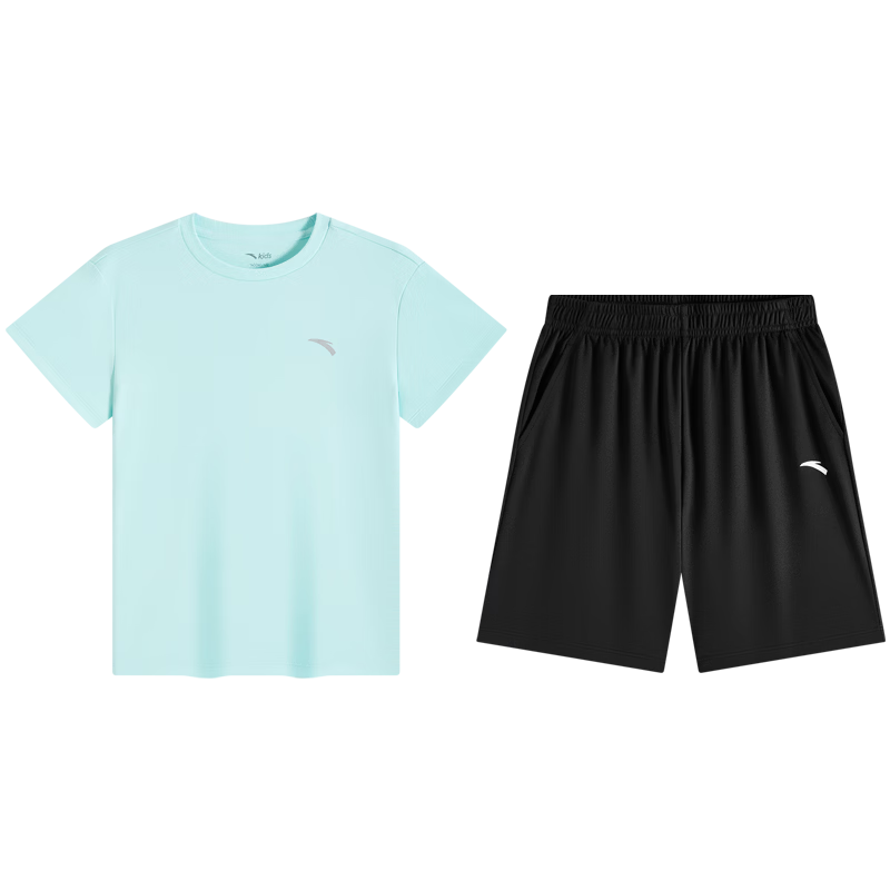 Anta Kids Summer 2026 Quick-Dry Sports Set Boys Short Sleeve T-Shirt and Shorts Fashion Two-Piece Set A72625701