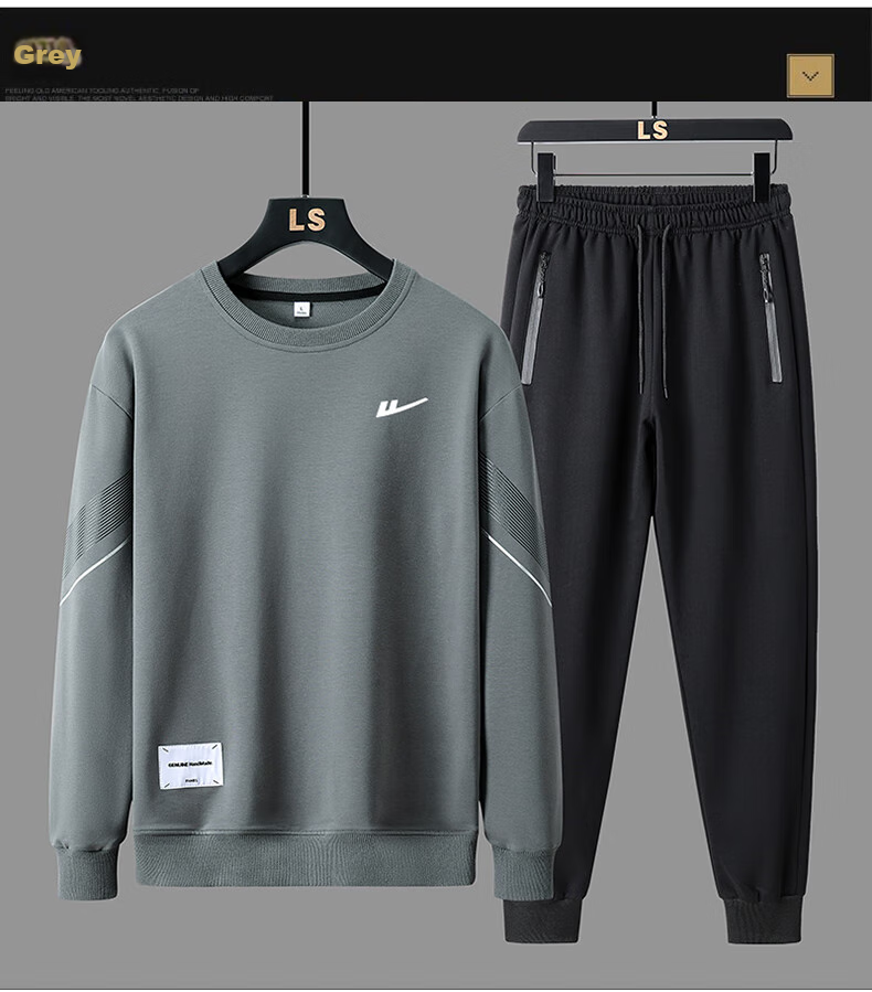 Warrior Sports Set for Men, Spring Sweatshirt And Sweatpants, Fitness Wear, Running Casual Basketball Outfit, Two-Piece Set 14