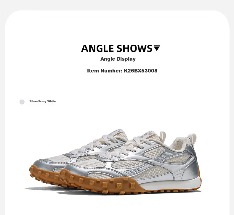CAMEL Liuguang 2nd Generation Thin Sole Women's Breathable Casual Retro German Training Shoes K26BX5L3008 Silver/Ivory White Size 37 17