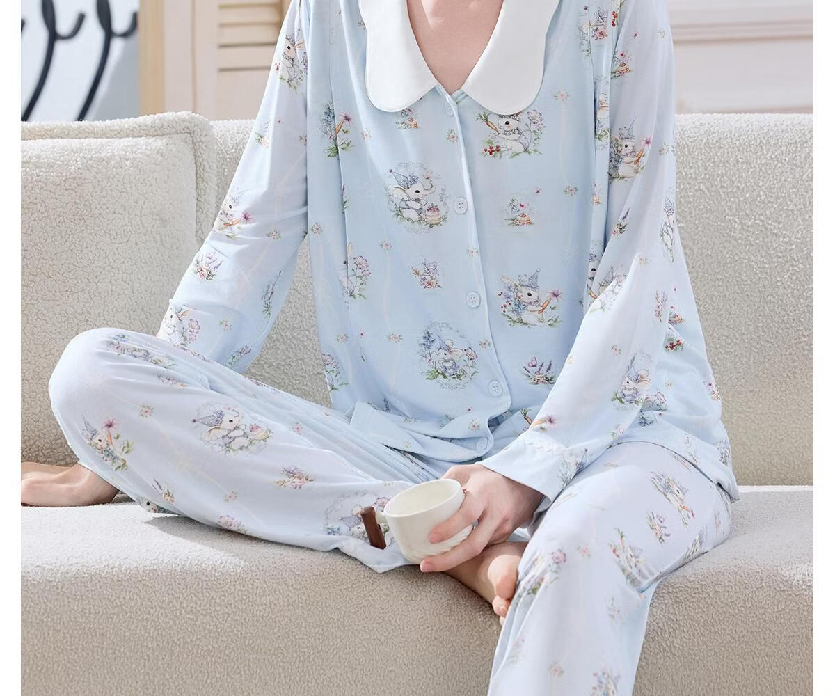 JOYNCLEON Plant Natural Cool Summer Thin Maternity Postpartum Nursing Pajamas L jyz204865 3