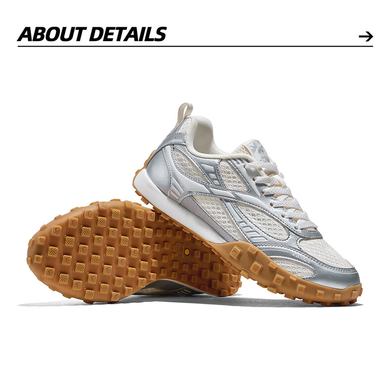 CAMEL Liuguang 2nd Generation Thin Sole Women's Breathable Casual Retro German Training Shoes K26BX5L3008 Silver/Ivory White Size 37 12