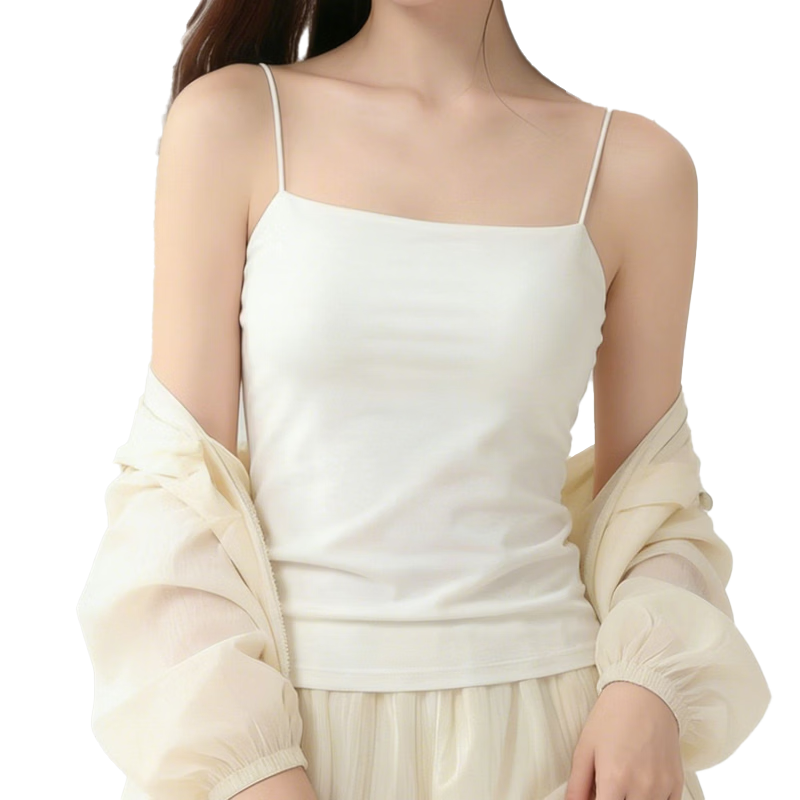 GUJIN Modal Camisole with Built-in Padded Bra, Wireless Bra, Thin Straps, Beautiful Back, Seamless Base Layer for Women