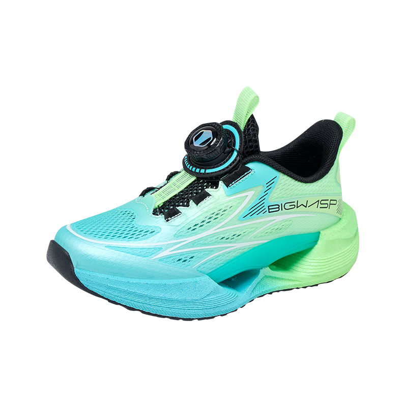 BIG WASP Boys' Sports Shoes Summer Breathable Kids Running Shoes D112621508 Lake Blue Green (Single Mesh) Size 34