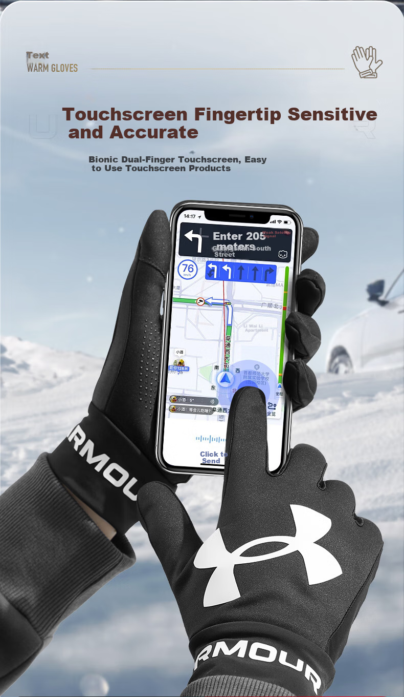 Under Armour Men's Winter Thermal Cycling Gloves Fleece Lined Electric Bike Windproof Touchscreen Ski Outdoor Anti-Freeze Gloves 7
