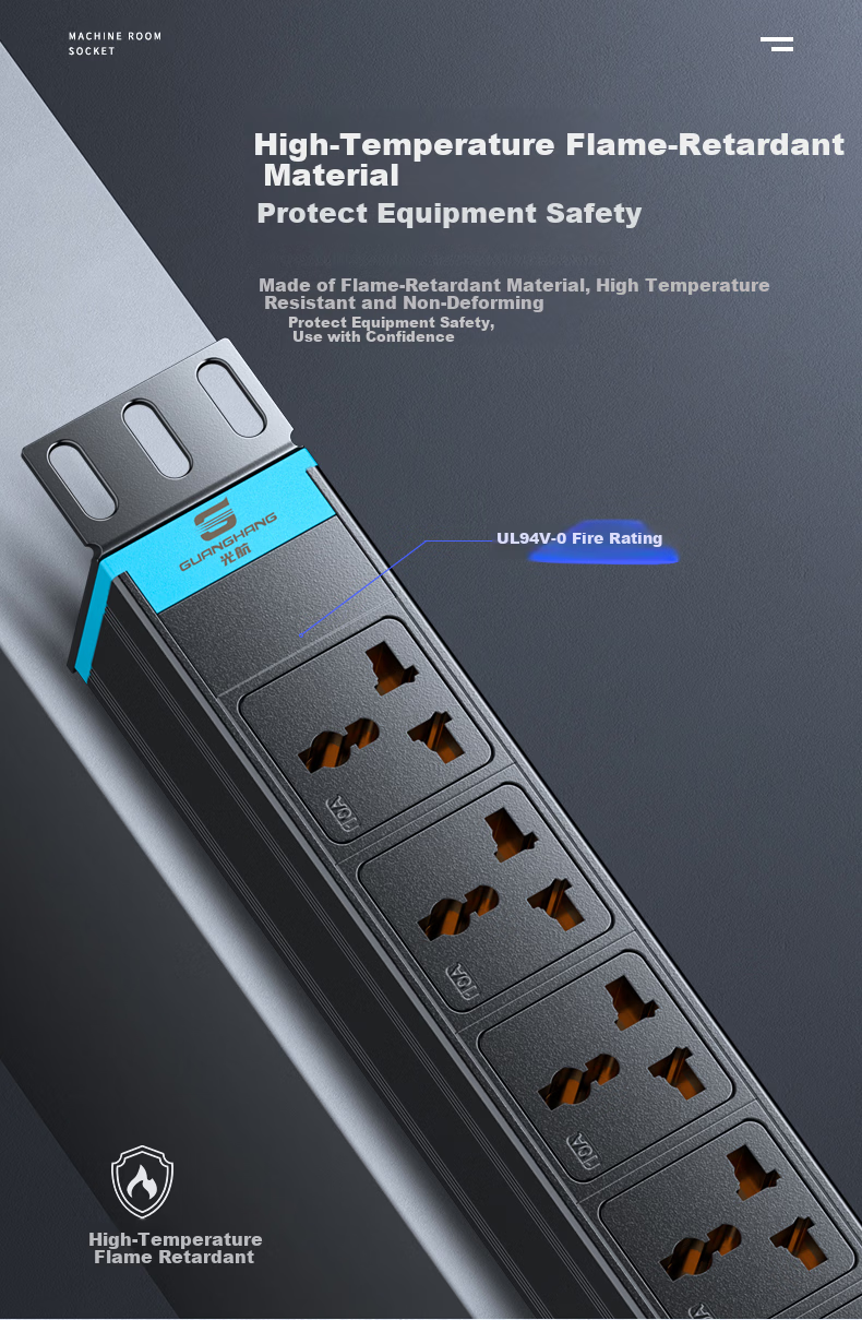 Guanghang PDU Cabinet Socket 6-Port 10A Universal Outlet with Switch 1.5mm² 2m Cable 2500W Industrial Power Strip Customizable GH-PDU-610 4