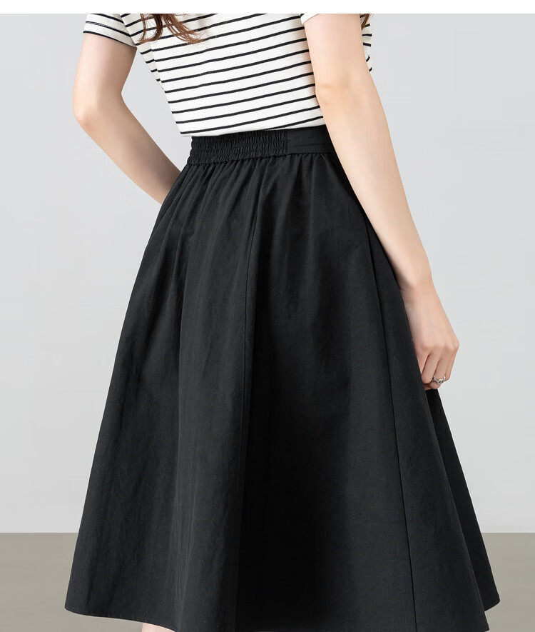 Shangdu Bira Petite Pear-Shaped Slimming Pleated A-Line Skirt for Women Spring Summer Casual Mid-Length Skirt 11