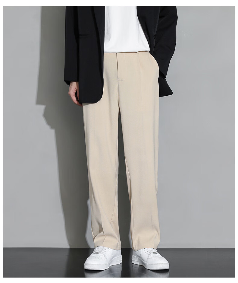 MULINSEN Men's Casual Straight-Leg Dress Pants Solid Color Simple Versatile Black 4XL 12