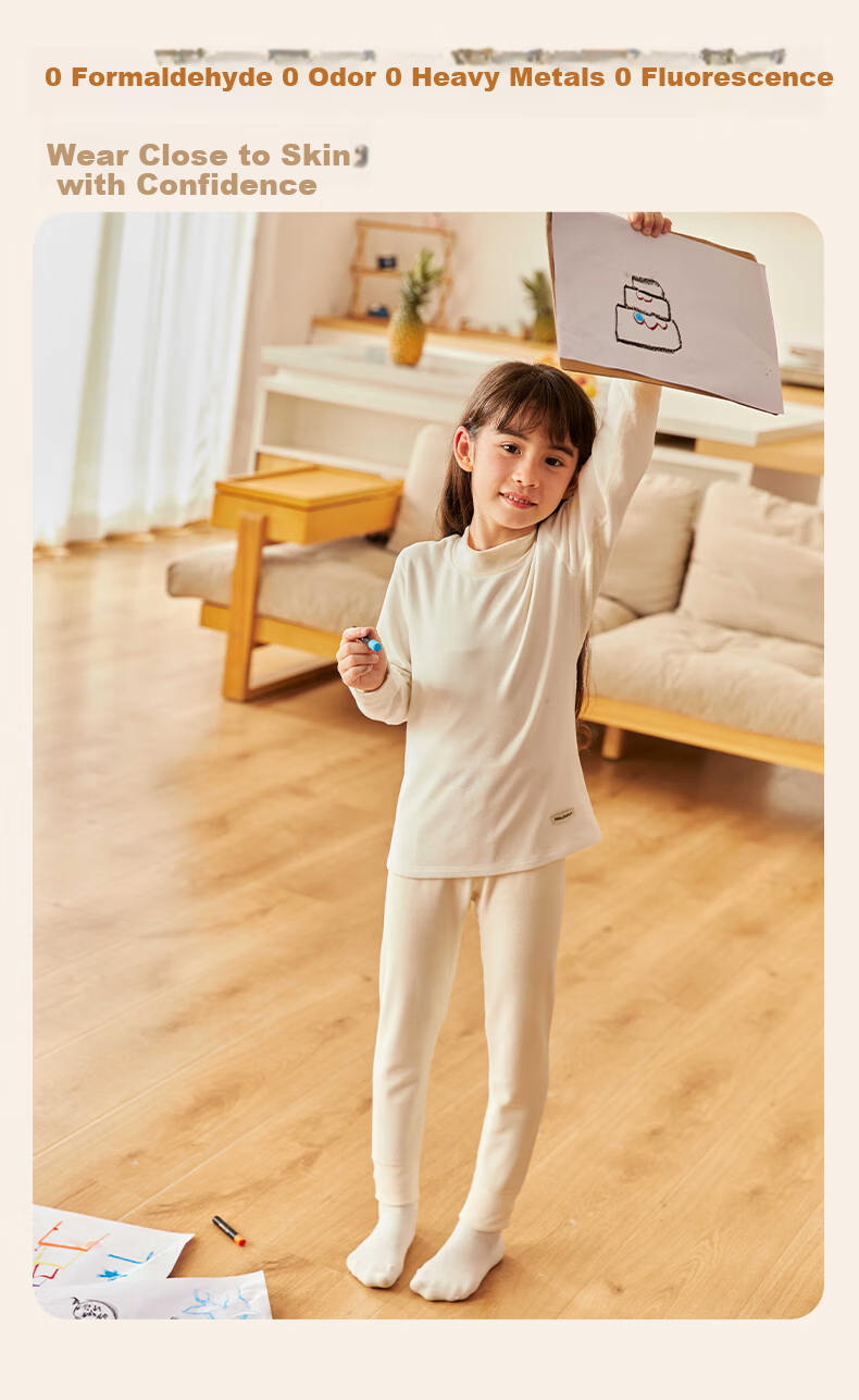 HeyBetter Thick Warm Ginger Heated Children's Thermal Underwear Set Suitable for -15°~0°C 9